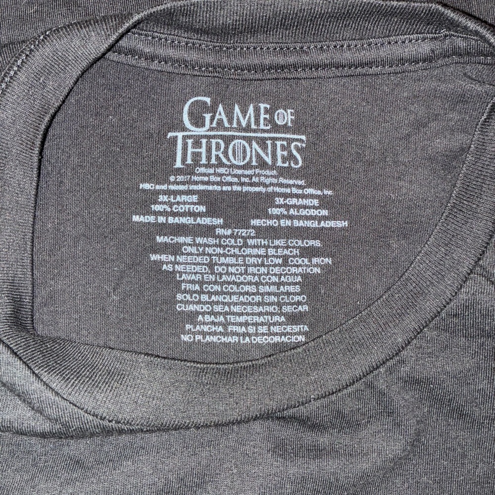 Stark Black Tee with Direwolf Design - Picture 2 of 2